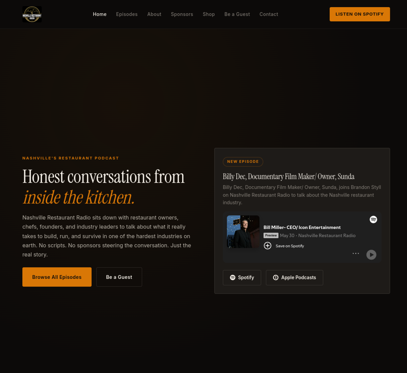 Nashville Restaurant Radio site